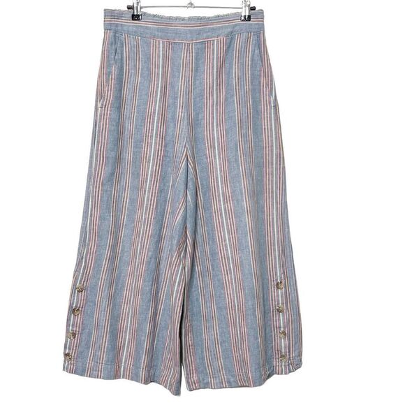 Madewell Huston Crop Pants Women’s Size Medium Rainbow Stripe Tall Pull-On Wide - Picture 2 of 13